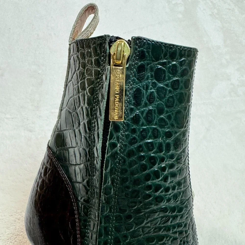 Luciano Padovan Womens Boots High Heel Shoes Red & Green Crocodile Italy Size 36 - Picture 11 of 16